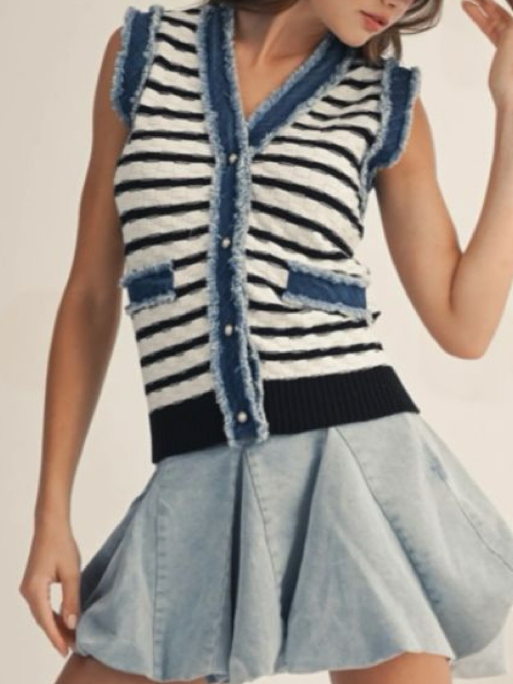 NWT LOV LOV DENIM EDGED VEST